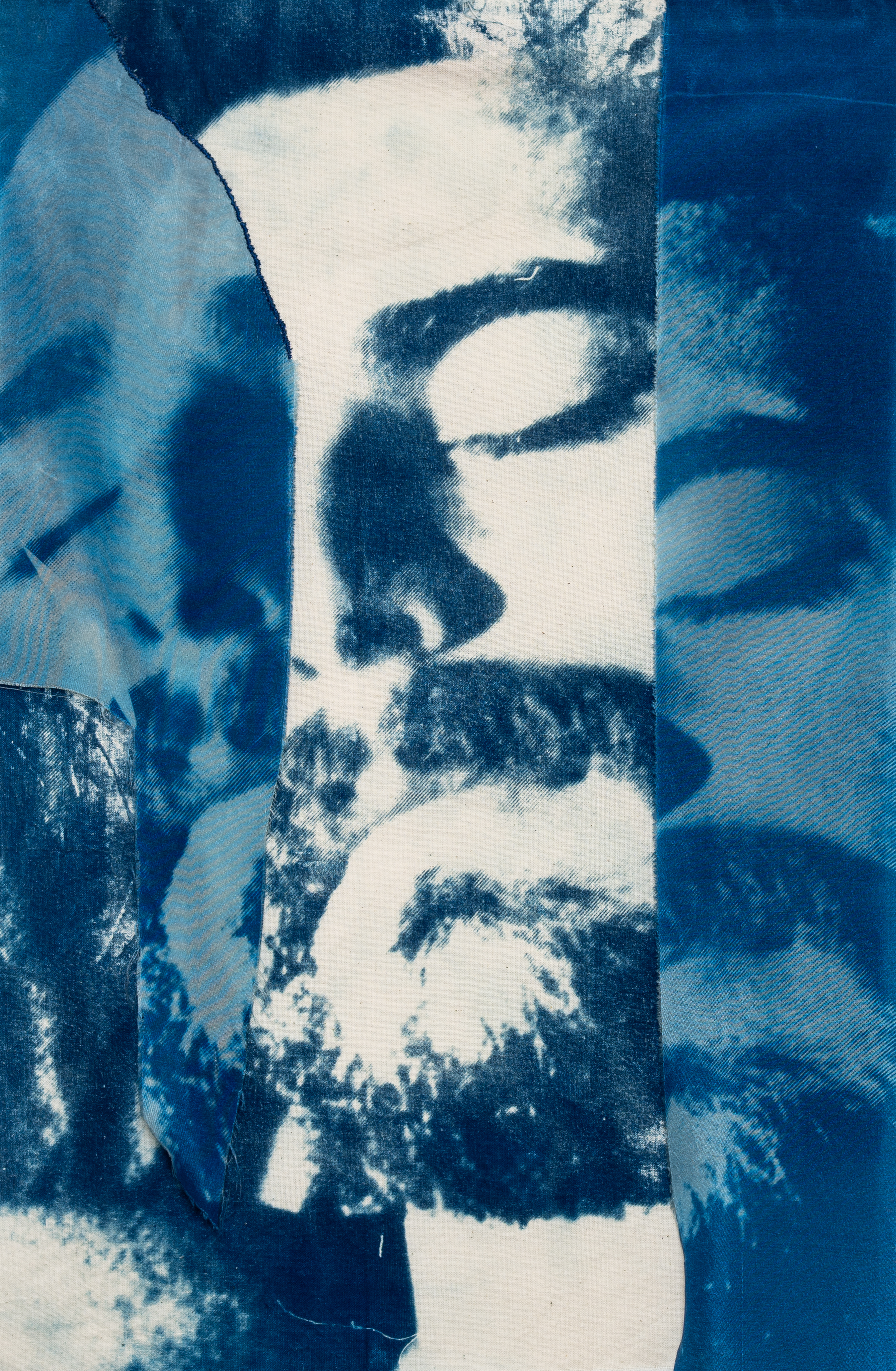 © Maik Gräf, Portrait of Al Parker, 2026, Cyanotypie auf Seide und Baumwolle, 50x31 cm.